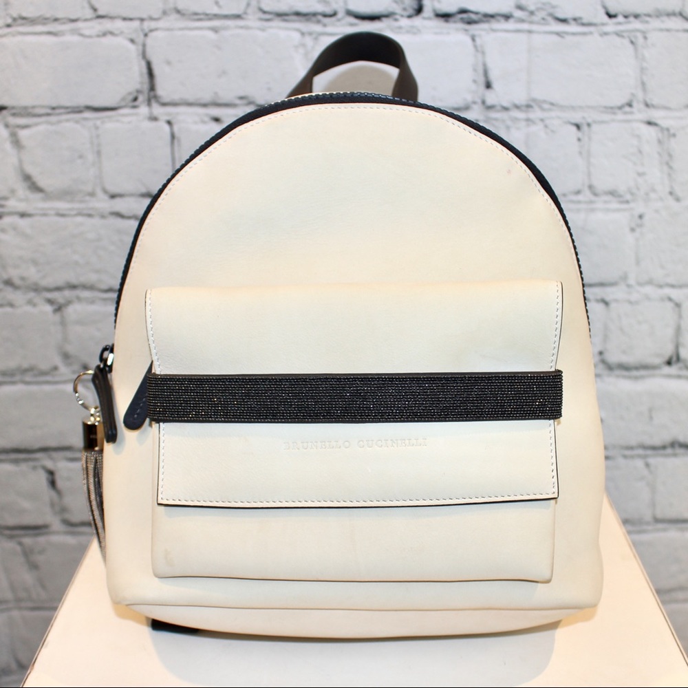 Brunello Cucinelli Monili Trimmed Nubuck Backpack